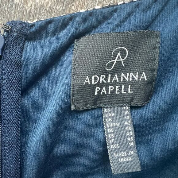 Adrianna Papell Women's Short Sleeve Blouson Beaded Gown-Size 10 - Picture 6 of 14